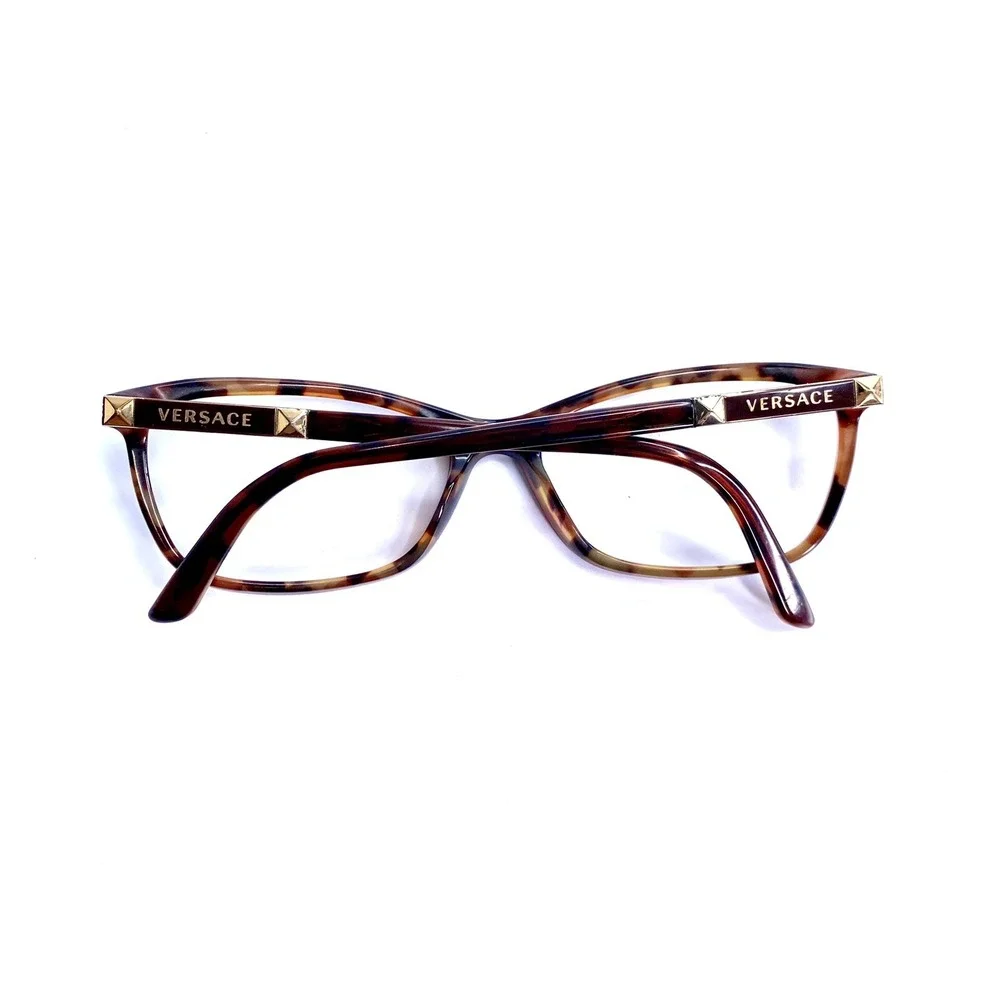 Versace Brown Tortoise Cat Eye Glasses MOD 3186 5077 54 16 135 Gold Accent